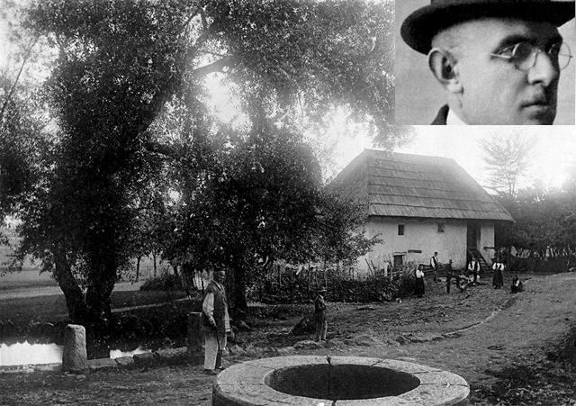 Ruččićev portret desno i njegova fotografija kuće popa Marka Mesića u Mušaluku 196. godine                                                                                                                                                                